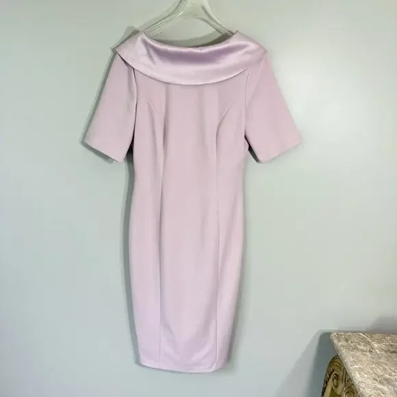 White House Black Market Pink Boatneck Jackie O Dress 60s style Sz 4 Career New - Picture 2 of 7